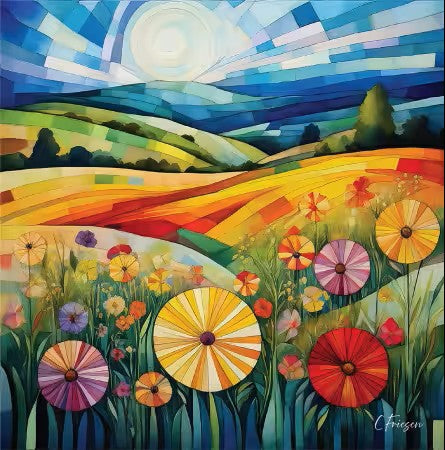 Quiltberry Farm - Quilted Meadow IV- Greeting Card