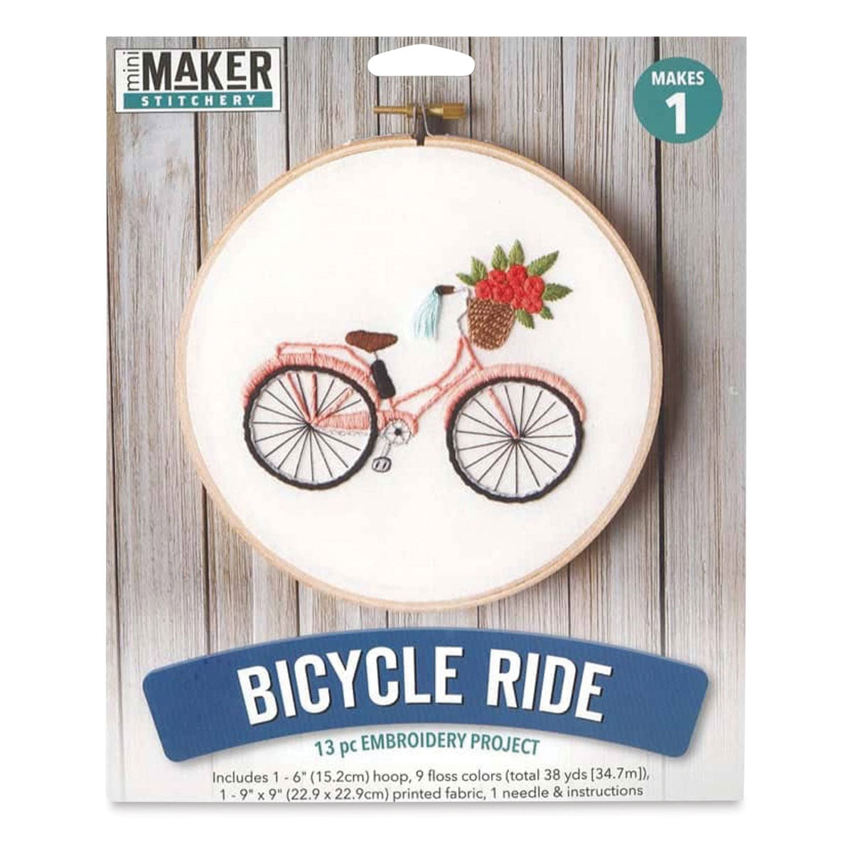 Leisure Arts embroidery kit 6 inch bicycle ride craft kit