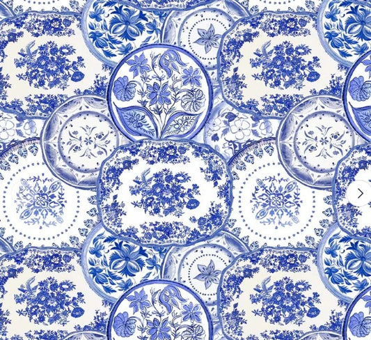 Windham China Blue Heirloom 54934-1 White quilting cotton fabric