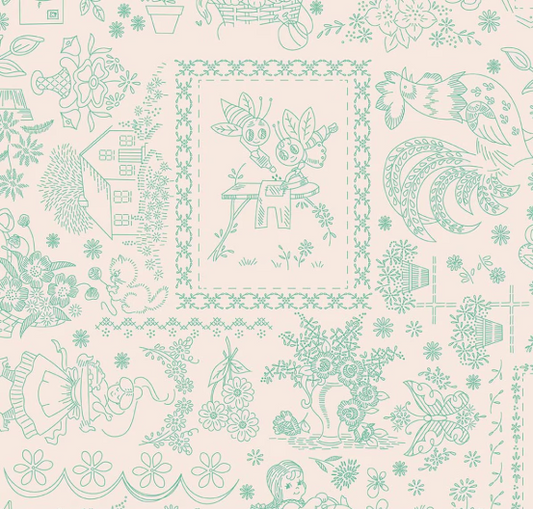 Riley Blake Berry Sage Embroidery Latte C17389 quilting cotton
