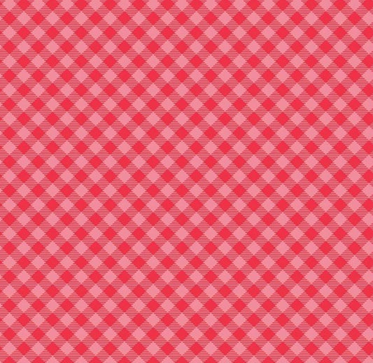 Riley Blake Cozy Christmas Gingham Pink cotton quilting fabric