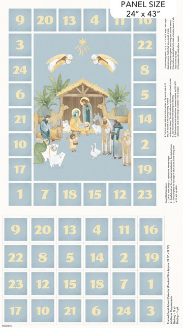 Northcott - The Nativity - Blue Multi - Advent Calendar  DP28991-42