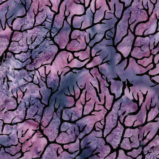 Island Batik Boo Bash Branches quilting fabric in Purple Foxglove, a hand-dyed Halloween batik
