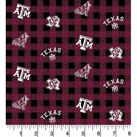 Texas AM University buffalo plaid Benartex licensed quilting fabric