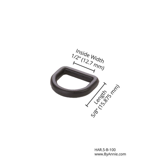 1/2" D-Ring - Black Plastic