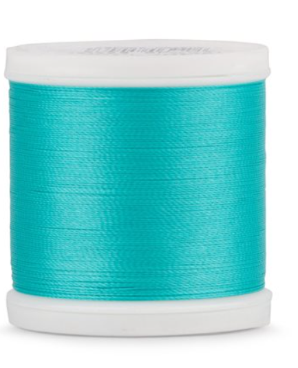 Spool of Madeira Polyneon 40wt machine embroidery thread in Peacock, color 1799