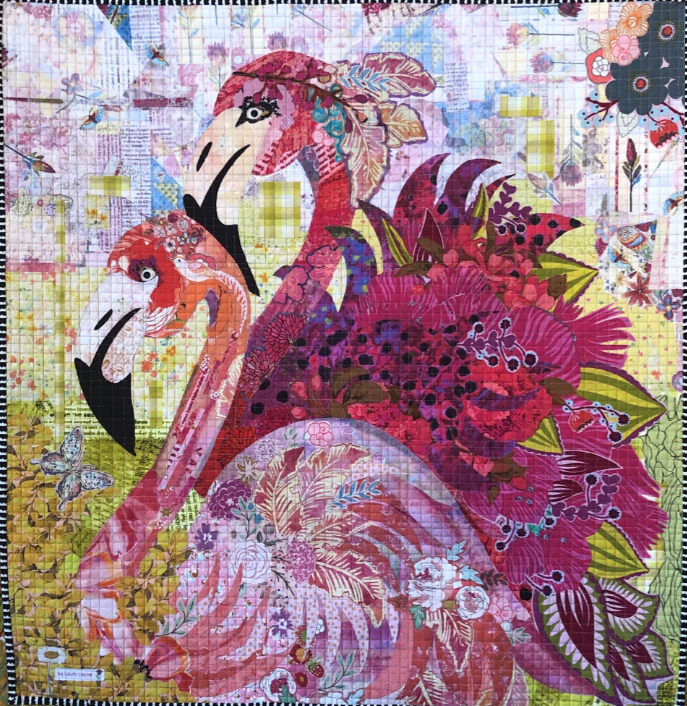 Laura Heine - Opposites Attract (Flamingos) Collage Quilt Kit