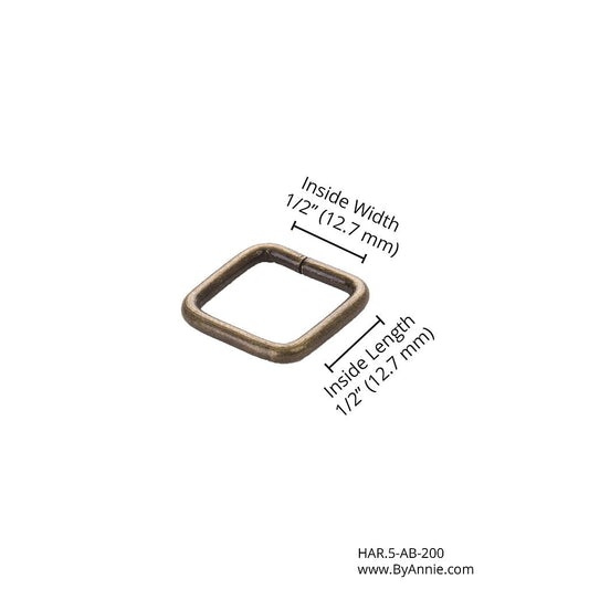 1/2" Rectangle Ring - Antique Brass