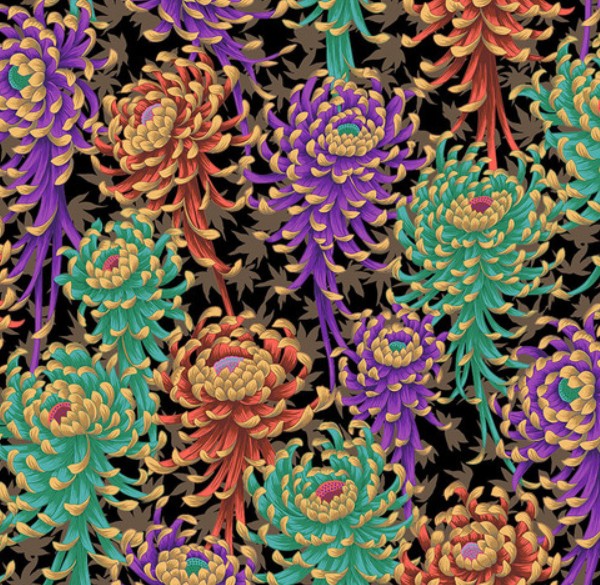 Kaffe Fassett Spider Mums Dark quilting fabric
