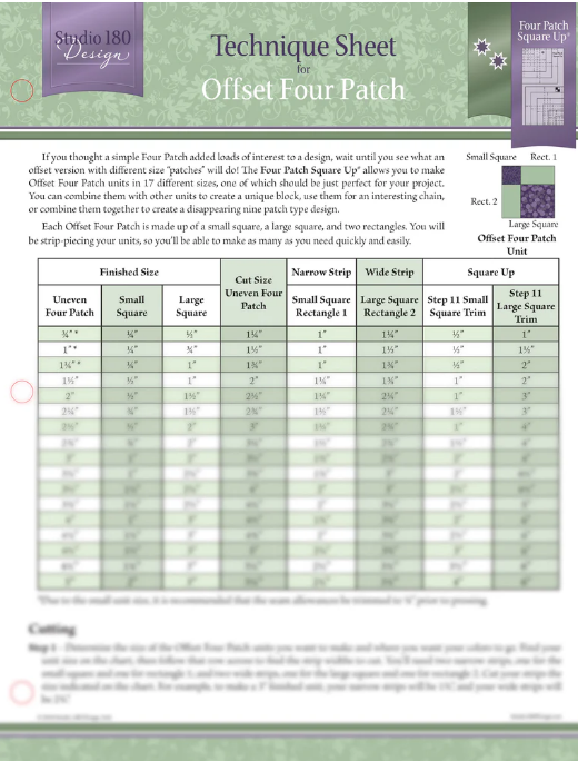 Studio 180 Design Offset Four Patch technique sheet quilting pattern