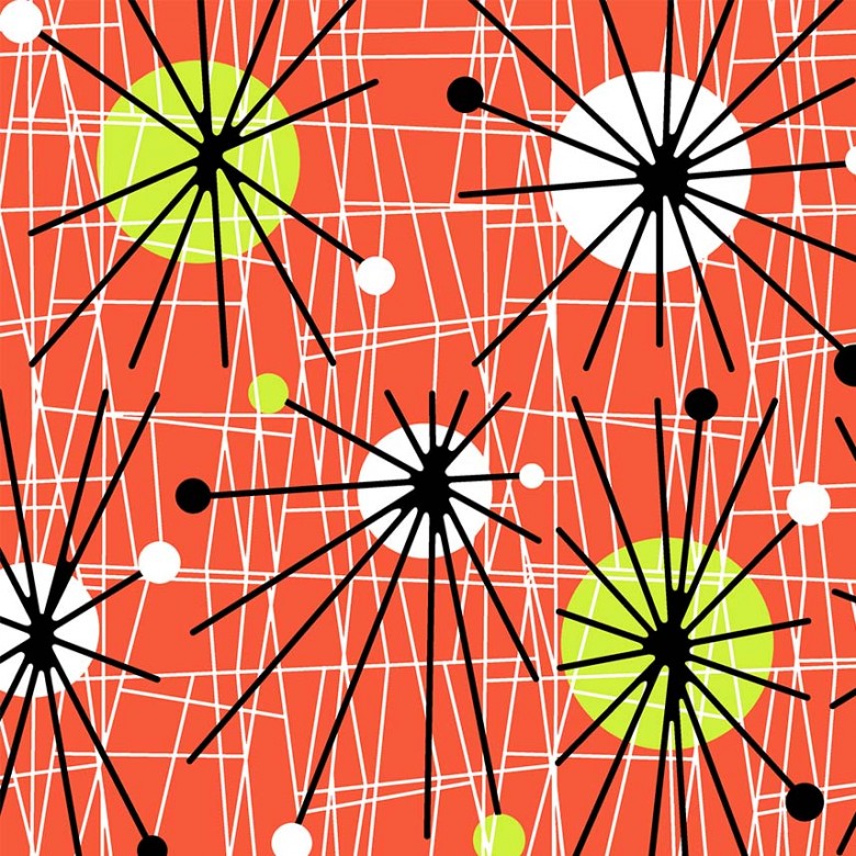 Atomic Clementine orange quilting cotton fabric