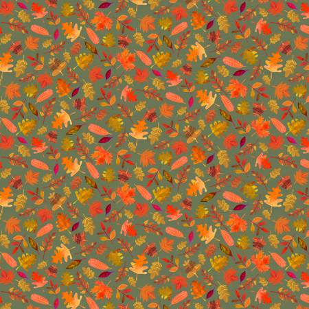 Michael Miller Autumn Leaves Sage green fall quilting fabric