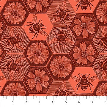 Anna Maria Textiles - Rhapsody - Indelible Ink - Busy - Coral AMT1005-38V