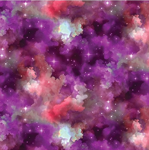 Benartex Celestial Skies Light Show Fuchsia Coral quilting cotton fabric