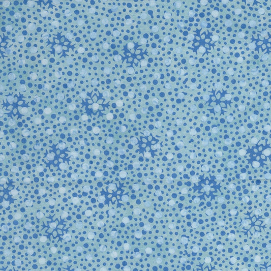 Island Batik Frosted Wishes Snowflakes and Dots Blue Bluebelle cotton batik quilting fabric