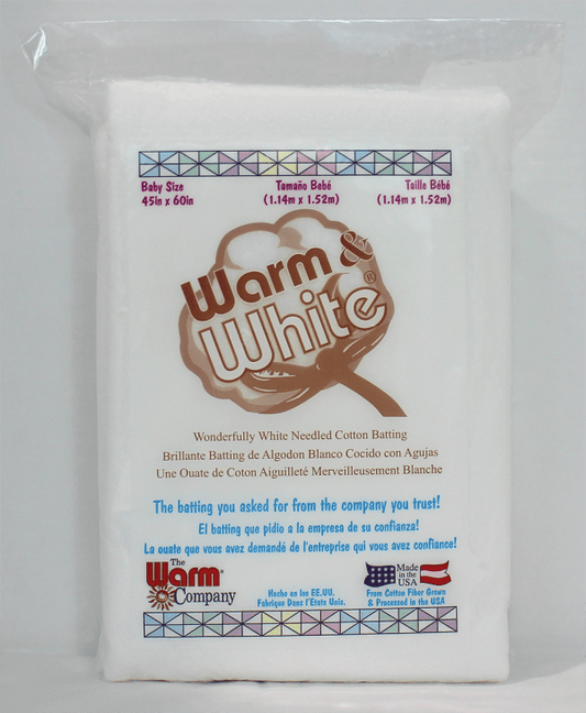 Warm and White Cotton Batting Baby Size 45x60 inch quilting batting