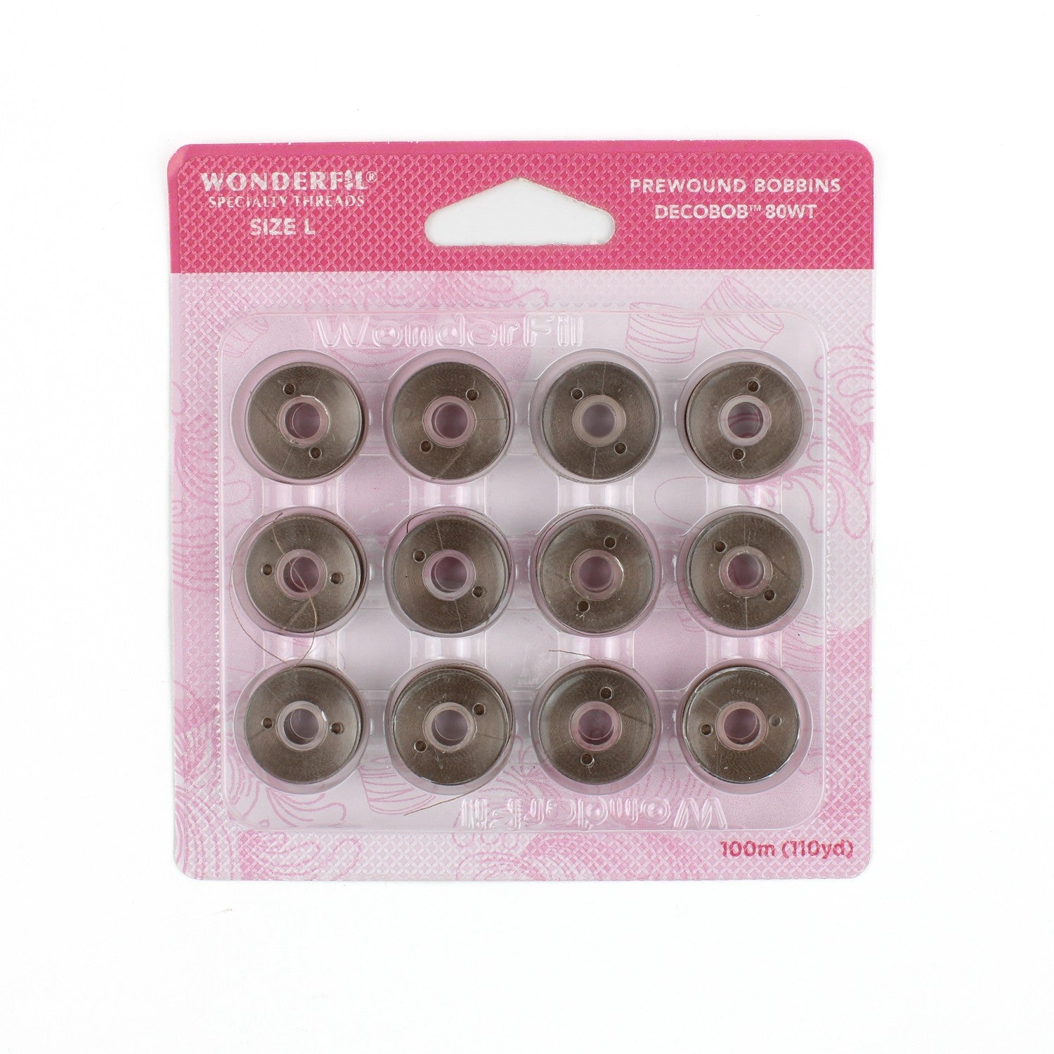 WonderFil Decobob prewound bobbin brown grey DB114 80wt Size L