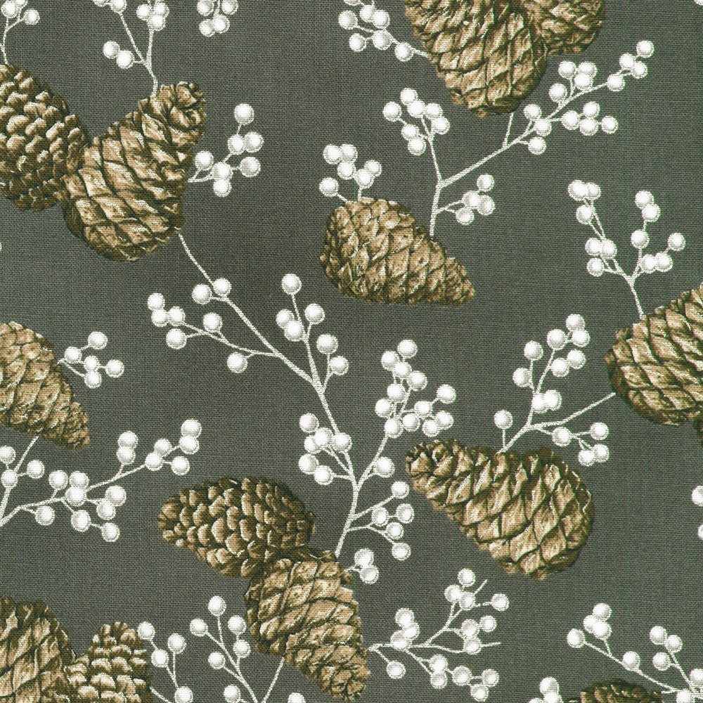 Robert Kaufman - Holiday Flourish - Forest Glen - SRKM-23705-184 CHARCOAL