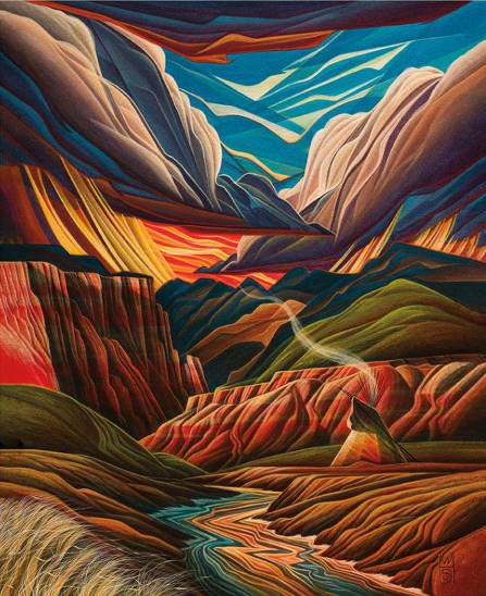 Riley Blake Western Reflections Riverside Encampment panel PD17070 cotton