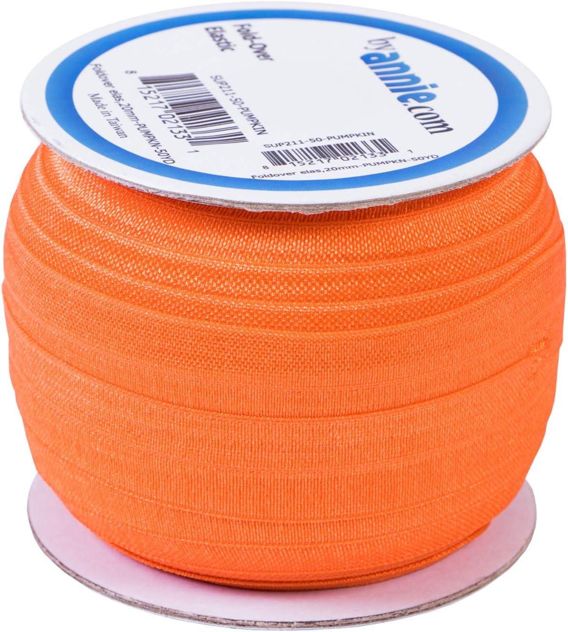 ByAnnie 3/4 inch x 50 yard fold-over elastic pumpkin orange