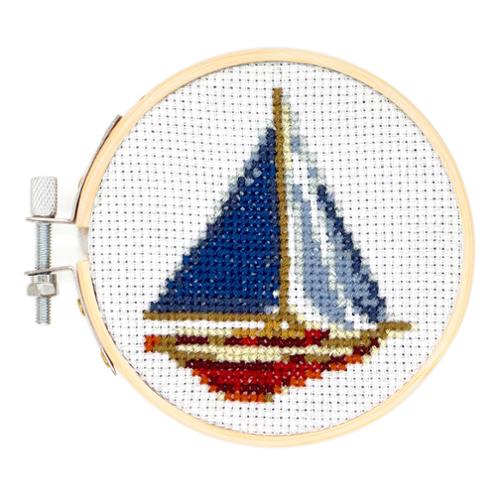 Mini Cross Stitch Embroidery Kit - Sailboat Kit