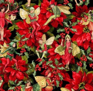 Michael Miller - Winter Fairy - Winter Fairy Poinsettia - DDC12750-BLAC-D