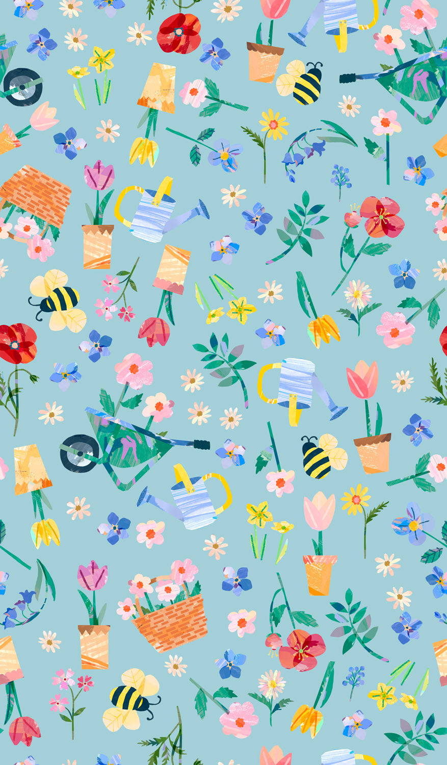 Lewis Irene Flower Market Sky WB061 blue floral quilting cotton