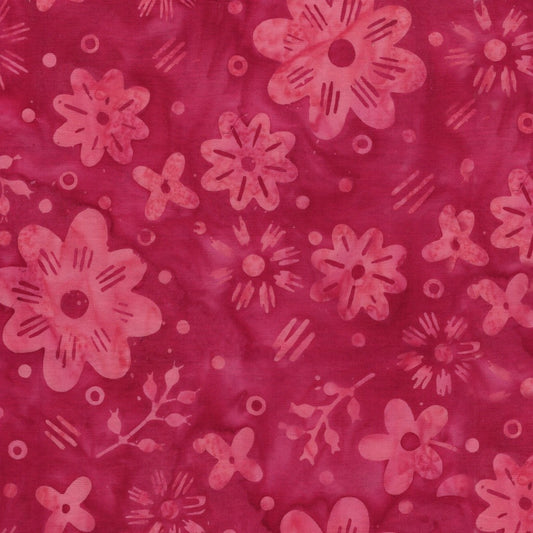Spring Fling Garden Pink Geranium hand-dyed batik quilting cotton by Lumin Fabrics