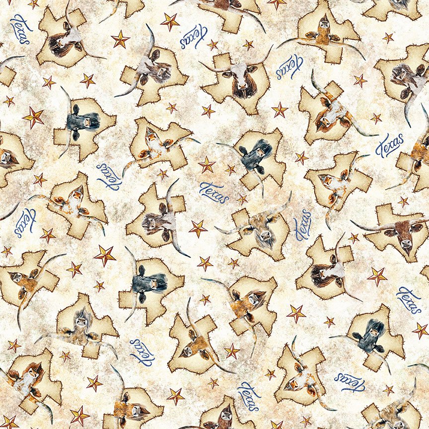 All Texas Shop Hop 2026 Texas Longhorn Tan 31793 E quilting cotton
