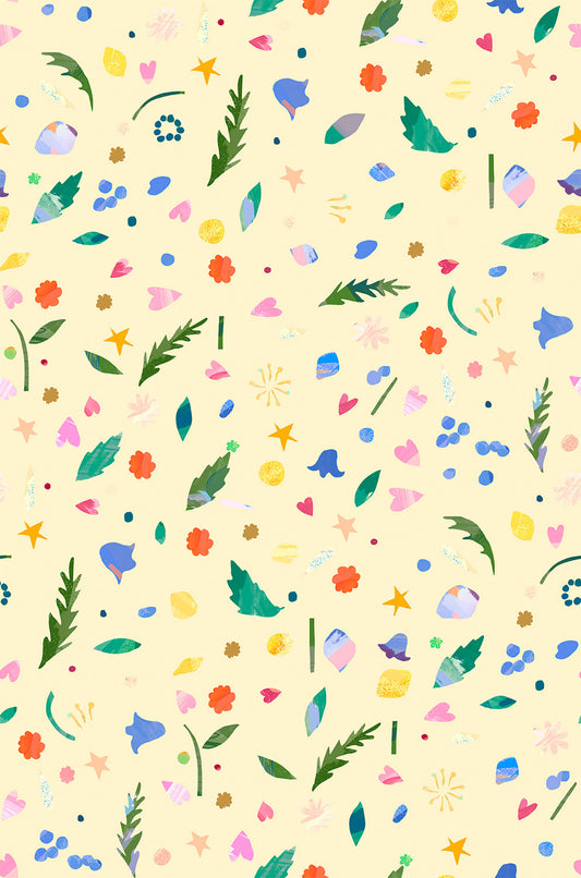 Lewis Irene Flower Market Petal Confetti Buttercup WB069 floral quilting cotton