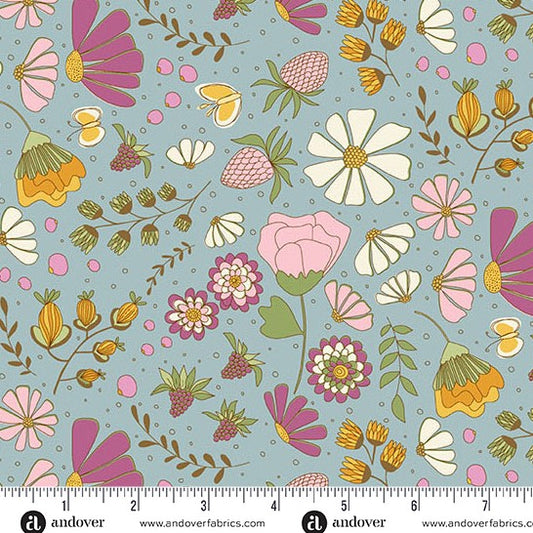 andover Blue Flourish 1622B Flourish by Alexandra Bordallo
