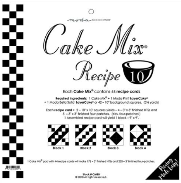 Cake Mix Recipe 10 CM10 44 count paper foundations half square triangle blocks
