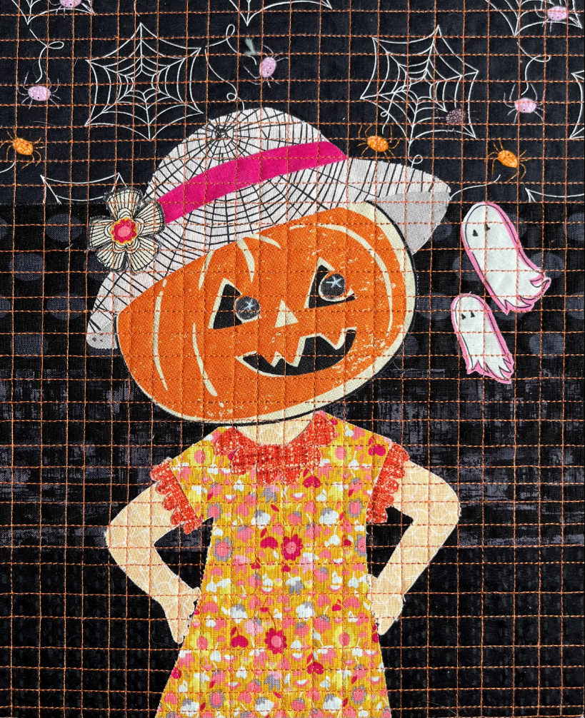 Little Girl Pumpkin Head collage quilting kit
