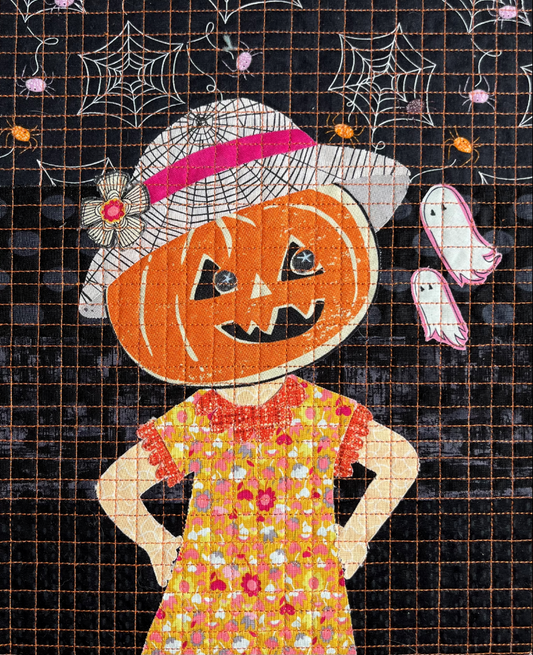 Little Girl Pumpkin Head collage quilting kit