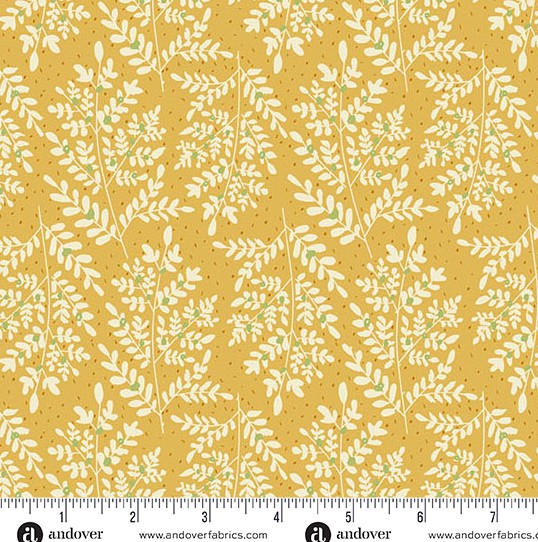 Andover Flourish Fern Fronds Yellow 1628Y quilting fabric
