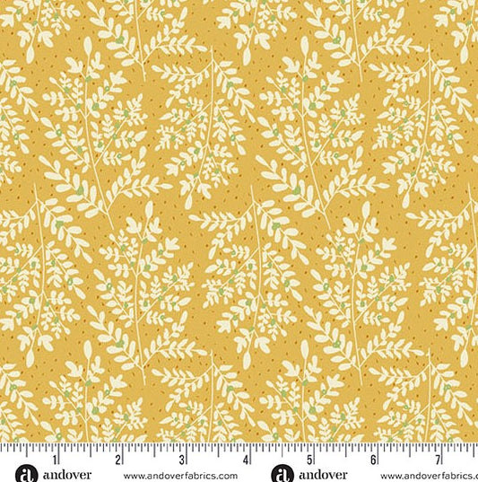 Andover Flourish Fern Fronds Yellow 1628Y quilting fabric