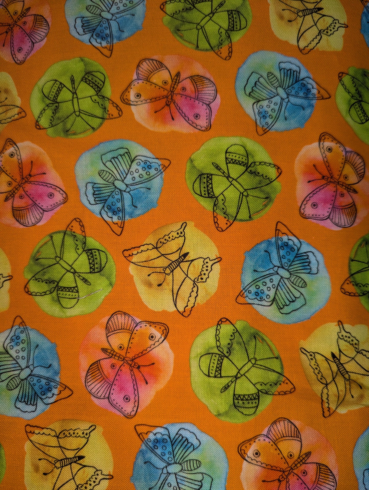 QT Fly Free Butterfly Orange quilting cotton