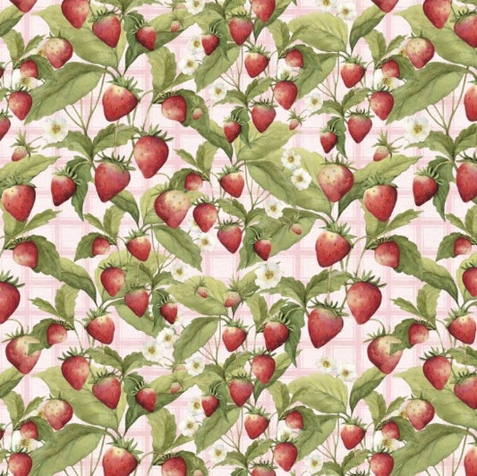 Lumin Fabric - Patchwork Picnic W105-013-336 Red - Strawberries