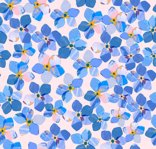Lewis Irene Flower Market Hydrangea Blue WB073 quilting cotton