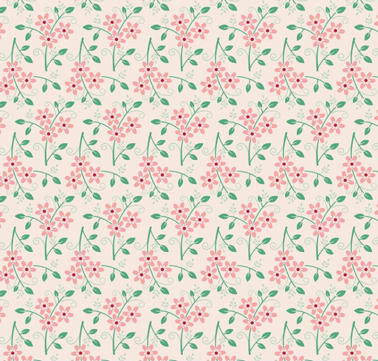 Riley Blake Wide Back Berry and Sage Bouquet Latte Lori Holt 108 inch backing