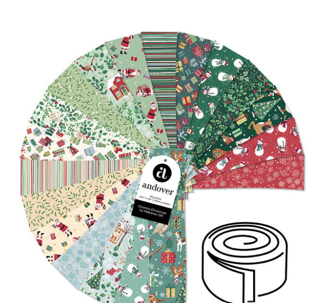 Andover - Makower UK - Country Christmas - 2.5 Inch Strip Roll - 40 Cuts Each