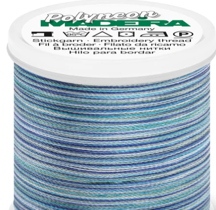 Spool of Madeira Polyneon 40wt machine embroidery thread in Ocean, color 1601