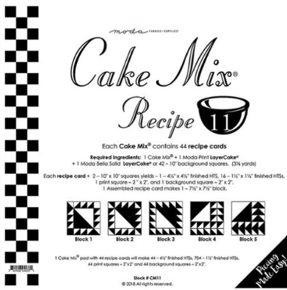 Cake Mix Recipe 11 CM11 44 count paper foundations half square triangle blocks