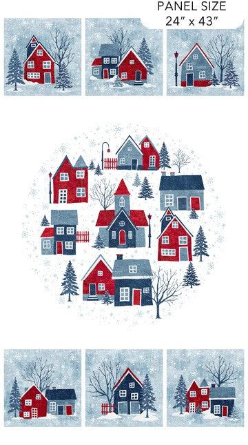 Northcott - Village Folk - Village Panel White Multi F28822-10