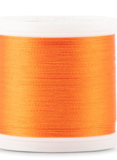 Spool of Madeira Polyneon 40wt machine embroidery thread in Pumpkin, color 1965