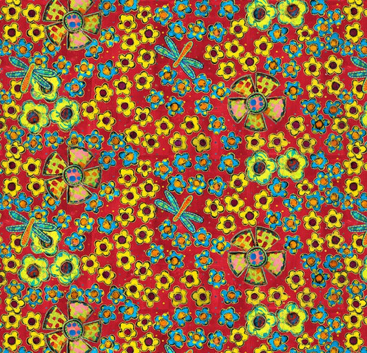 Free Spirit Dragonfly Dance Flower Field multi quilting cotton