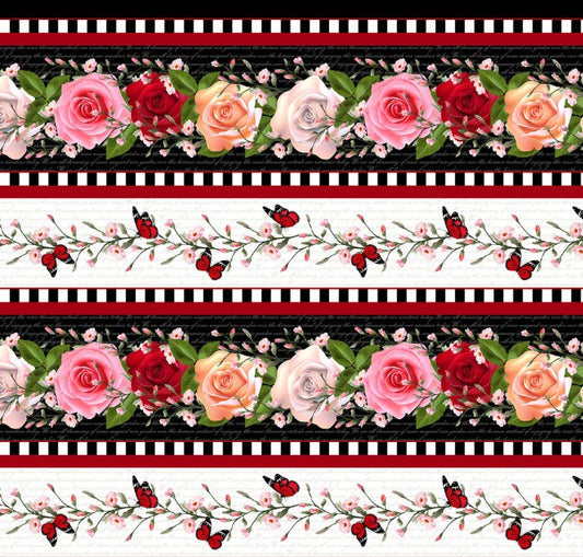 Blank La Vie En Rose 4219-99 Black cotton quilting fabric