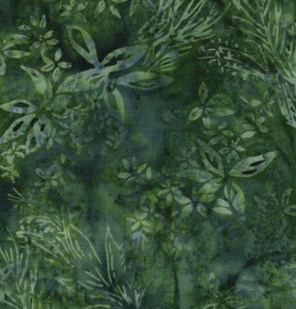 Island Batik Everlasting Wildflowers green pine needle batik fabric
