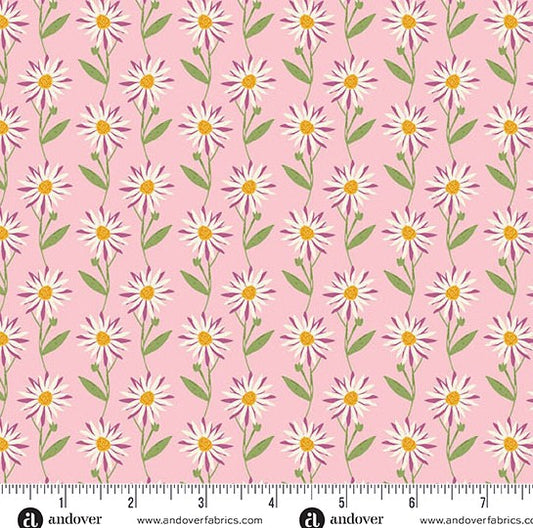 Andover Flourish Daisy Dream Pink 1624E quilting fabric