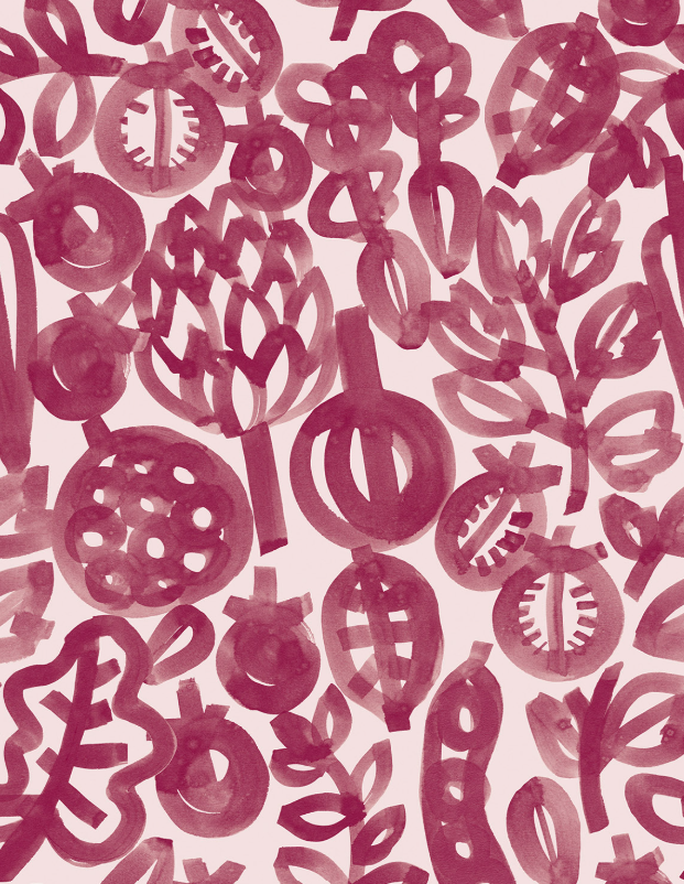 Lewis and Irene Vegetable Patch Pomegranate plum colorway by Bluebellgray